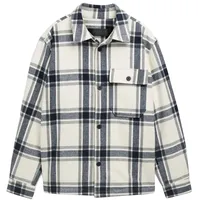 Tom Tailor DENIM Herren Kariertes Overshirt, weiß, Kariert, Gr.