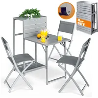 CASARIA Sitzgruppe Garten 4-tlg Grau Metall klappbar