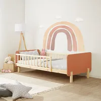Homestyle4u Kinderbett 90x200 mit Rausfallschutz Holzbett Altrosa Lattenrost Kiefer