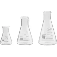 Steinberg Systems Messbecher Erlenmeyerkolben 3-teilig 50/150/250ml Borosilikatglas autoklavierbar, Borosilikatglas