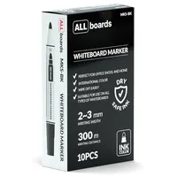 ALLboards Schwarzer trocken abwischbarer Marker - 10er-Set für Whiteboard-