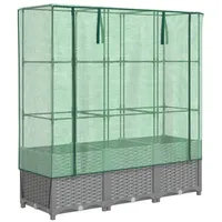 VidaXL Hochbeet mit Gewächshaus-Aufsatz Rattan-Optik 120x40x138 cm
