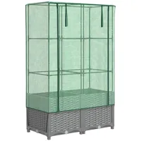 VidaXL Hochbeet mit Gewächshaus-Aufsatz Rattan-Optik 80x40x138 cm