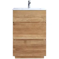 Tikamoon Waschtisch aus Eiche Keramikwaschbecken 60 Karl integriertes