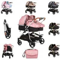 Chipolino Geschwisterkinderwagen Duo Smart klappbar umbaubar verstellbar Fußsack rosa