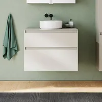 Burgbad Lin20 Waschtischunterschrank inklusive Konsolenplatte, 2 Auszüge, 802x552x661mm, WXOD080F5352,