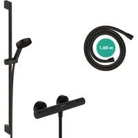 Hansgrohe Gleitstangekombination Pulsify Select S Befestigung verdeckt in Mattschwarz,