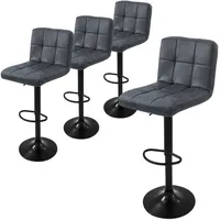 ML-Design Barhocker 4er Set, aus Kunstleder, Anthrazit, mit Rückenlehne