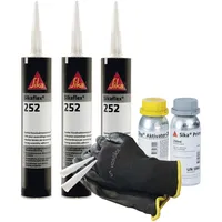 Vasalat Sikaflex 252 schwarz 3x 300ml Klebstoff mit Aktivator