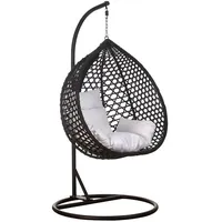 RAMROXX Luxus Hängesessel Style XXL Rattan Korb Gestell Schwarz