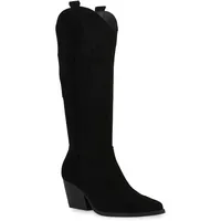 VAN HILL Cowboystiefel in Schwarz Velours