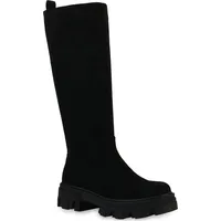 VAN HILL Plateaustiefel in Schwarz Velours,