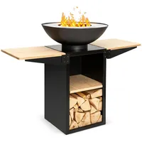 Blumfeldt Savage 2.0 Tall Feuerschale mit Grill Bambus-Seitentische inkl.