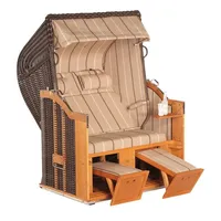 SonnenPartner Classic 2-sitzer Strandkorb Halbliegemodell Cappuccino/beige