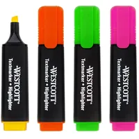 Westcott Textmarker 4 Stück in Grün, Gelb, Orange, Pink