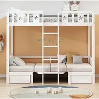 XDOVET Etagenbett mit Schubladen 90 x 200 cm weiß
