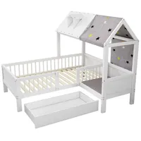XDOVET Kinderbett Hausförmiges 90 x 200 cm Holz weiß
