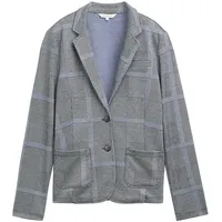 Tom Tailor Damen Karierter Blazer mit LENZINGTM ECOVEROTM, blau,