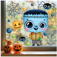 Sunnywall Fensterbild Fensterdeko Halloween Fensteraufkleber statisch selbstklebend beidseitiger Druck