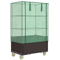 VidaXL Hochbeet mit Aufsatz und Rollen Rattan-Optik 80x50x182 cm