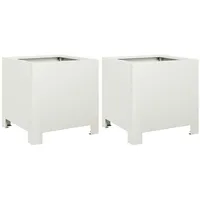 VidaXL Pflanzkübel 2 Stk. Weiß 30x30x30 Stahl