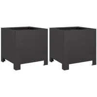 VidaXL Pflanzkübel 2 Stk. Schwarz 30x30x30 Stahl