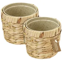 HMF Innovativer Blumentopf geflochten aus Wasserhyazinthe, mit Pflanztopf aus
