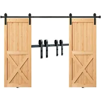 Vevor 244cm Schiebetürbeschlag J-förmig Schiebetürsystem mit 2-teiligen Schienen 150kg