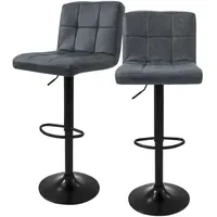ML-Design Barhocker 2er Set Kunstleder Anthrazit, Gepolsterter mit Rückenlehne
