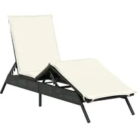 VidaXL Sonnenliege mit Auflage Schwarz Poly-Rattan