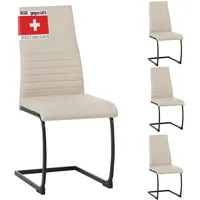 Albatros Freischwinger Stuhl TURANO 4er Set, Beige- Esszimmerstuhl Schwingstuhl