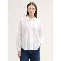 Tom Tailor Dot Structure Langarmbluse - White - M