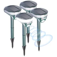 ExBuster 4er-Set Ultraschall-Solar-Tierschreck mit Bewegungssensor & LED-Licht