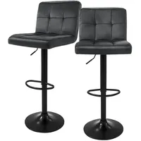 ML-Design Barhocker 2er Set aus Samt Grau Gepolsterter Barstuhl