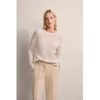 Bugatti Rundhalspullover, mit Zopfmuster, Gr. M, beige, , 89579268-M
