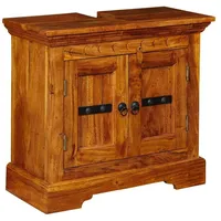 Massivmoebel24 Waschbeckenunterschrank #01007 (Waschbeckenunterschrank Akazie 66x30x60 honig lackiert OXFORD