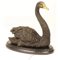Casa Padrino Luxus Bronzefigur Schwan mit Marmorsockel Grau /