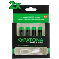 PATONA 8x PATONA Premium USB-C AAA Akkus Lithium 1.5V