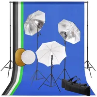 VidaXL Fotostudio-Set mit Leuchten Schirmen Hintergrund Reflektor