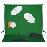 VidaXL Fotostudio-Set mit Leuchten, Schirmen, Hintergrund, Reflektor