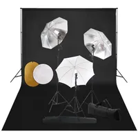 VidaXL Fotostudio-Set mit Leuchten, Schirmen, Hintergrund, Reflektor