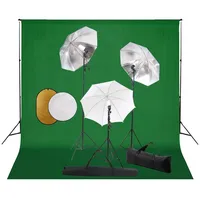 VidaXL Fotostudio-Set mit Lampen, Schirmen, Hintergrund Reflektor