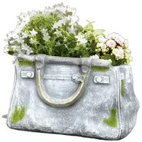 Dekoleidenschaft Blumentopf "Handtasche" in Stein Optik, Pflanztopf in Taschenform,