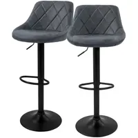 ML-Design Barhocker 2er Set Kunstleder Anthrazit, mit Rückenlehne und
