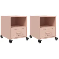 VidaXL Nachttische 2 Stk. Rosa 36x39x43,5 cm Stahl