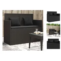 VidaXL Gartenbank mit Kissen Schwarz Poly Rattan