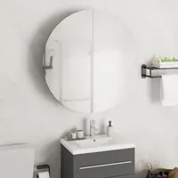 VidaXL Badezimmerschrank mit Rundem Spiegel & LED Weiß 54x54x17,5