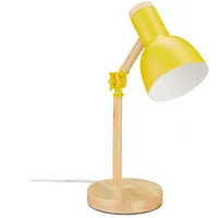Relaxdays Schreibtischlampe, verstellbare Retro Tischlampe, Holz Metall, E14 Fassung,