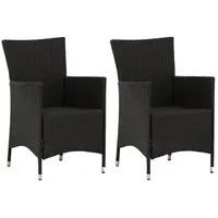 Gardenson Gartensessel 2er-Set Knick ca. 60x88x60 cm Schwarz,