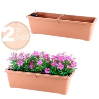GarPet 2x Blumenkasten mit Wasserspeicher Blumenkasten Fensterbank Pflanzkasten Outdoor